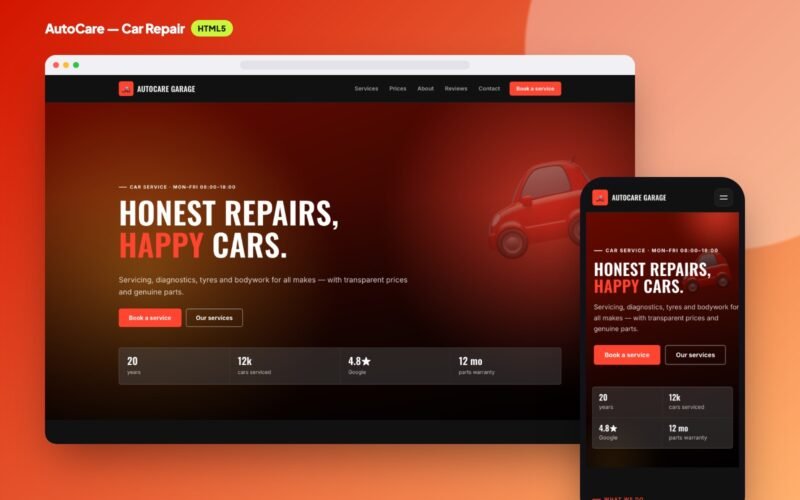 AutoCare — Car Repair Website