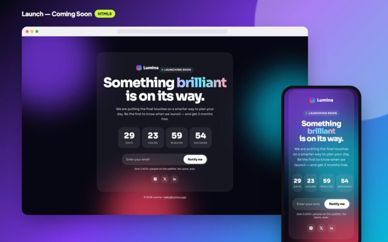 Launch — Coming Soon Page Template