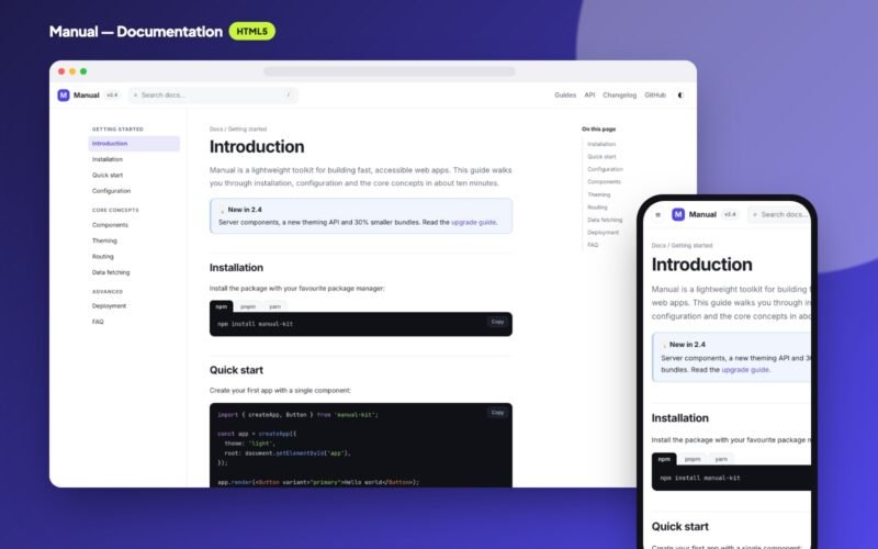 Manual — Documentation Website Template