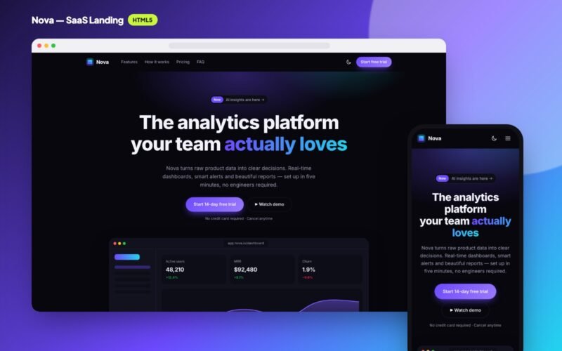 Nova — SaaS Landing Page Template