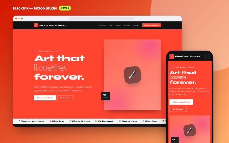 Black Ink — Tattoo Studio Website