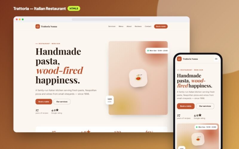 Trattoria — Italian Restaurant Website